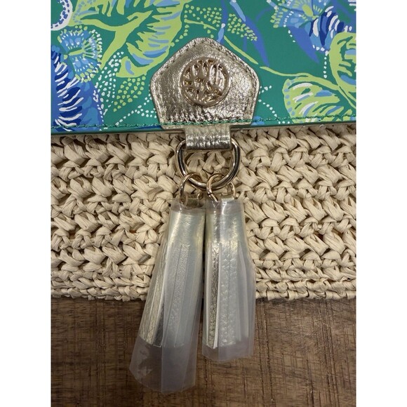 Lilly Pulitzer Straw Crossbody Clutch Purse In A Flutter Botanical Green NWT - Picture 4 of 9
